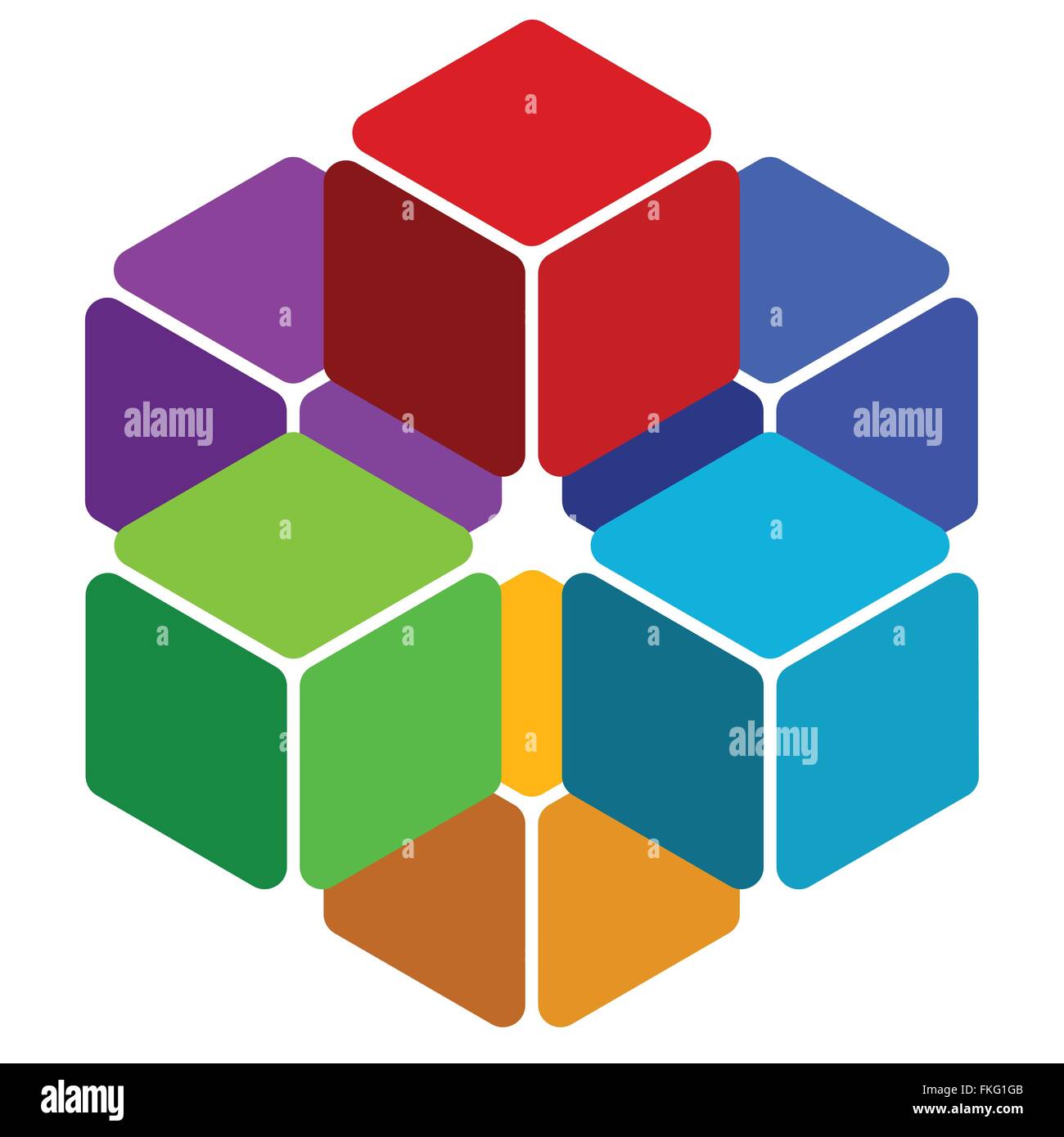 Cubes abstract 3d, multicolor element on white Stock Vector Image & Art ...
