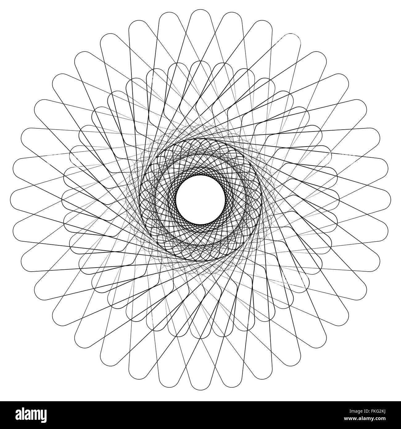 Abstract circular, spiral element isolated. Monochrome graphic Stock ...