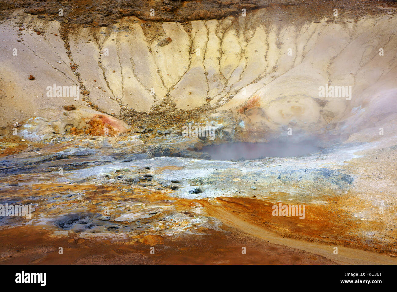Volcanic Hot springs and boiling mud, Krysuvik, SW Iceland Stock Photo
