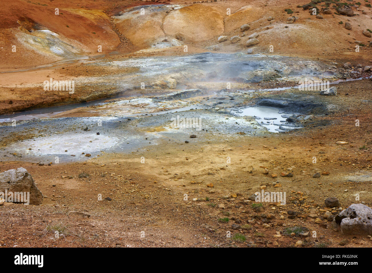Volcanic Hot springs and boiling mud, Krysuvik, SW Iceland Stock Photo
