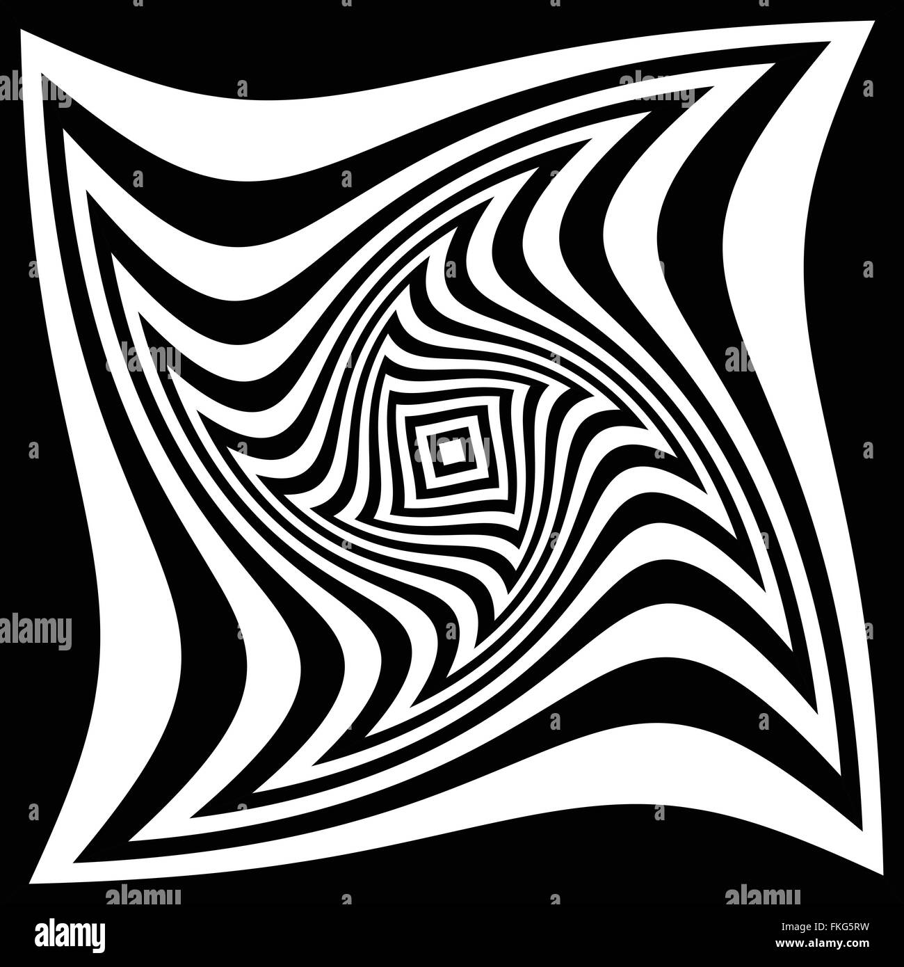 Squares with rotating distortion abstract monochrome vector graphic ...