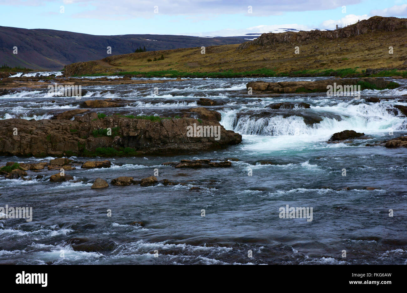 Laxa i Kjos river south of Arkanes, W. Iceland Stock Photo