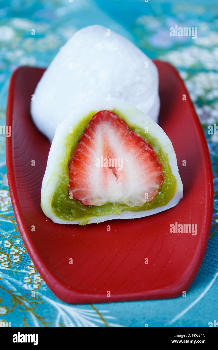Strawberry daifuku mochi japanese dessert hires stock photography and