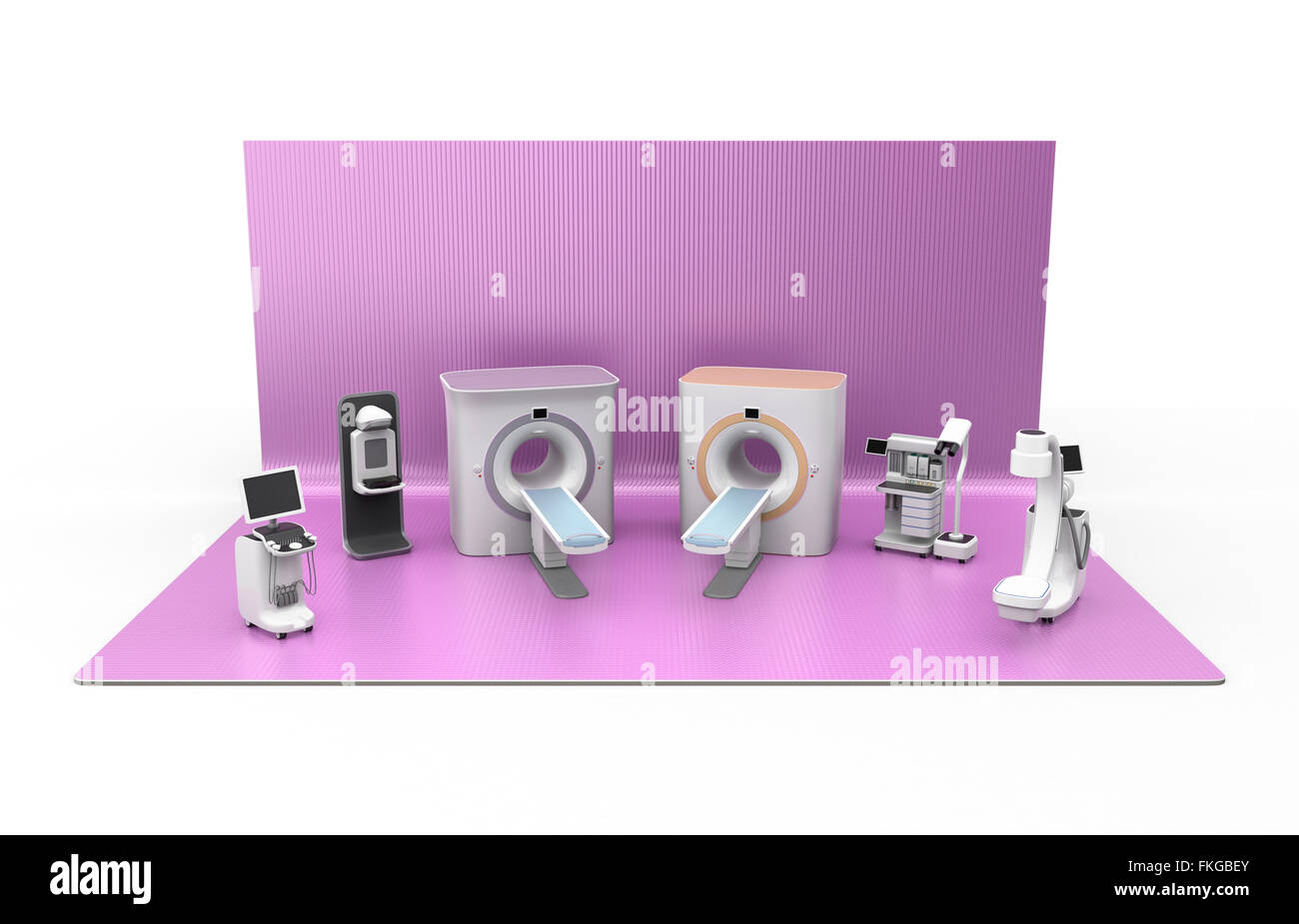 Medical imaging system on exhibition stage. Concept for medical digital work flow solution Stock Photo