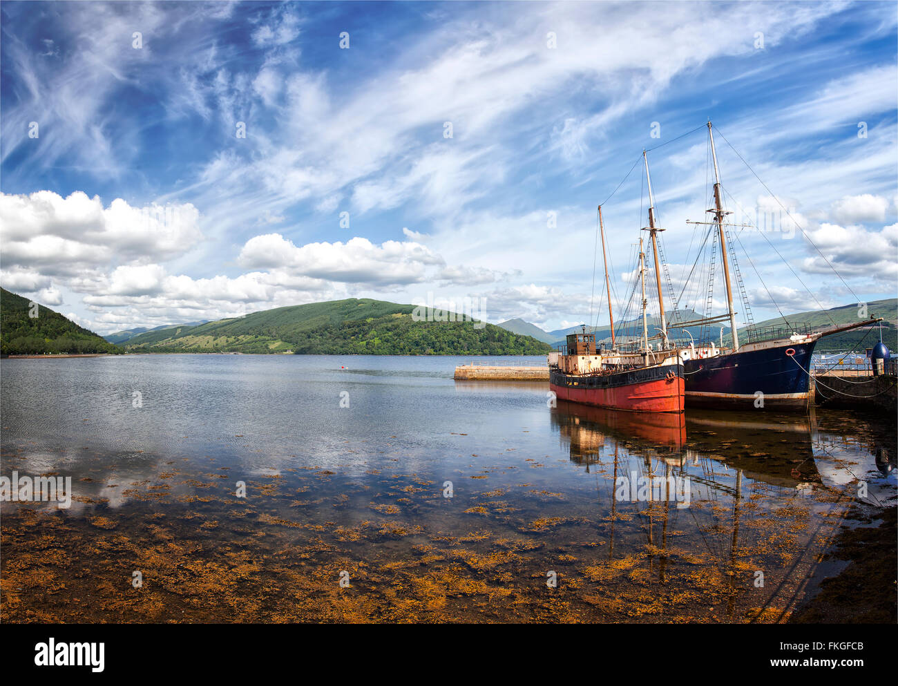 Image of fishing boats at Loch Fyne. Inveraray, Scotland. Stock Photo