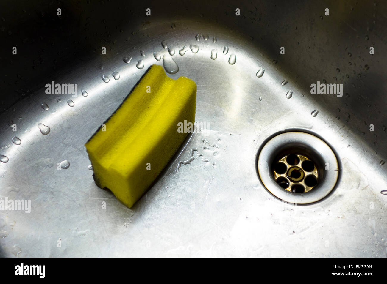 Kitchen sink and sponge Stock Photo Alamy