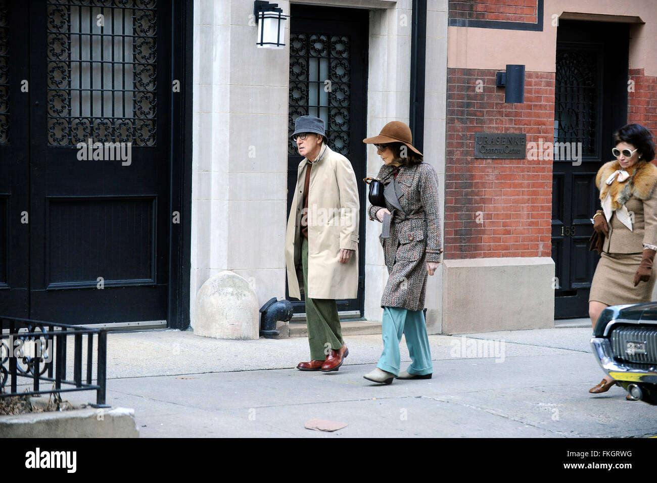 New York City. 7th Mar, 2016. Woody Allen and Elaine May are seen ...