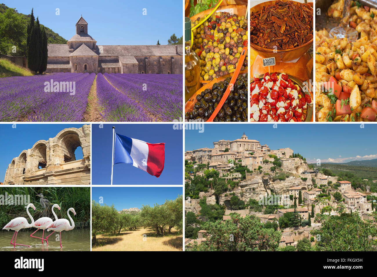 Provence famous landmarks picture collage (Provence, France Stock Photo