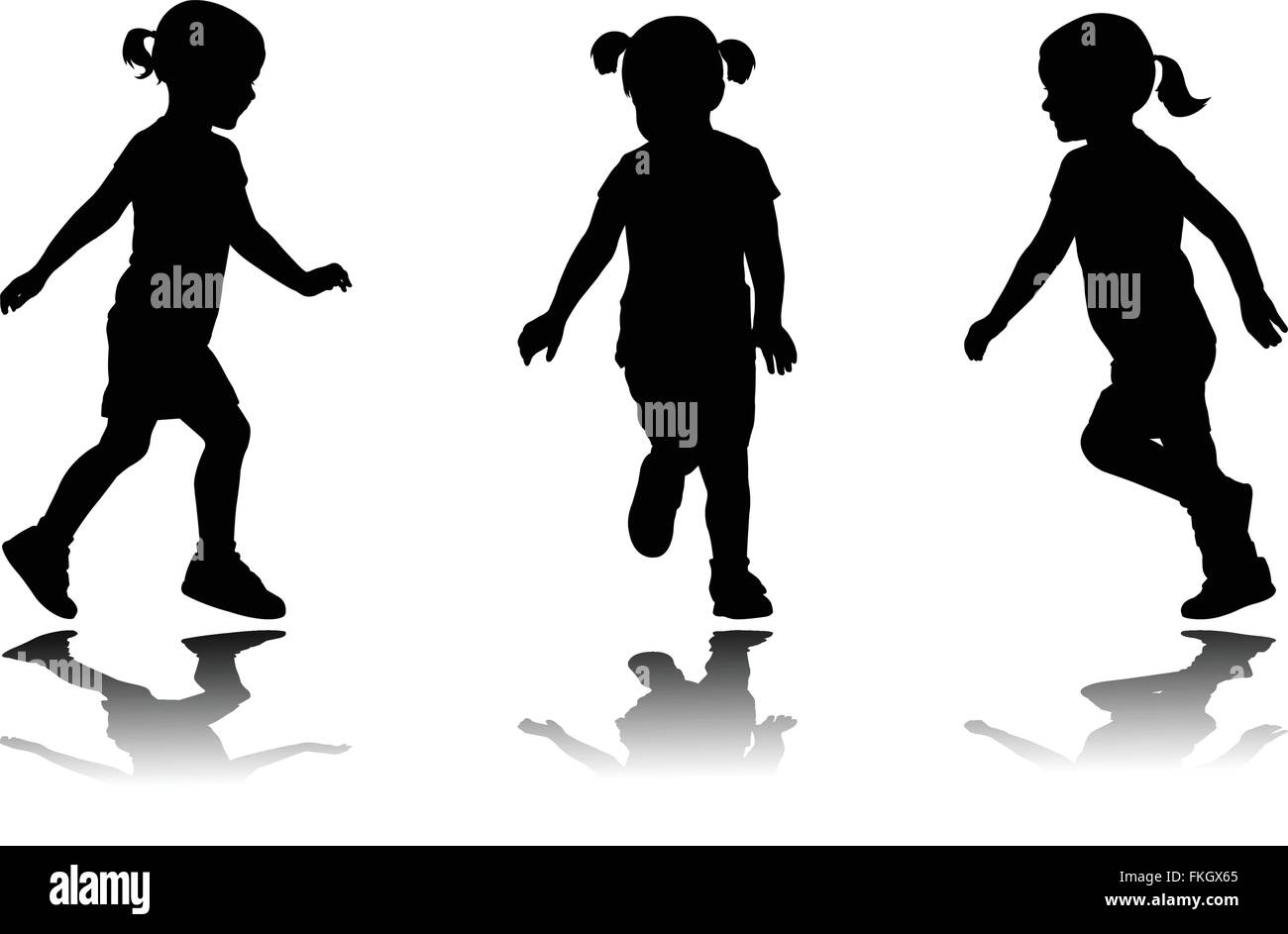 running little girl silhouette