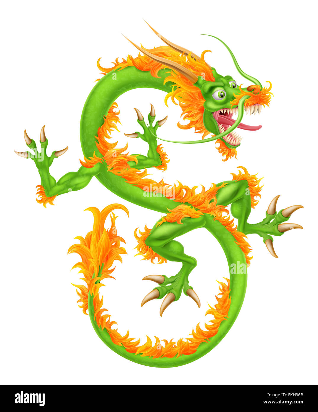An illustration of a Chinese or Japanese style oriental dragon Stock Photo