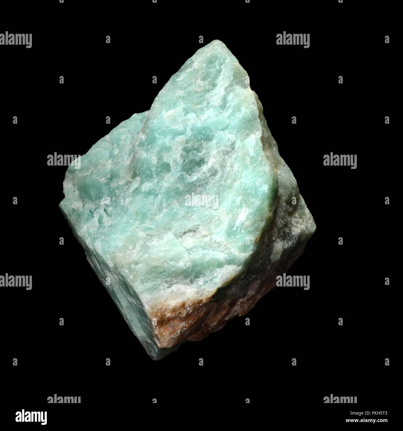Raw Amazonite Stone Isolated On Black Background Stock Photo Alamy