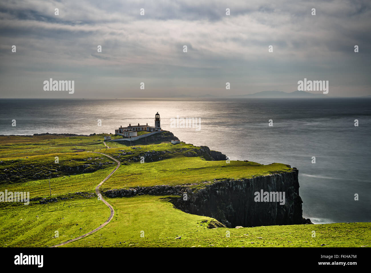 Neist Point lighthouse at Isle of Skye, Scottish highlands, United Kingdom Stock Photo