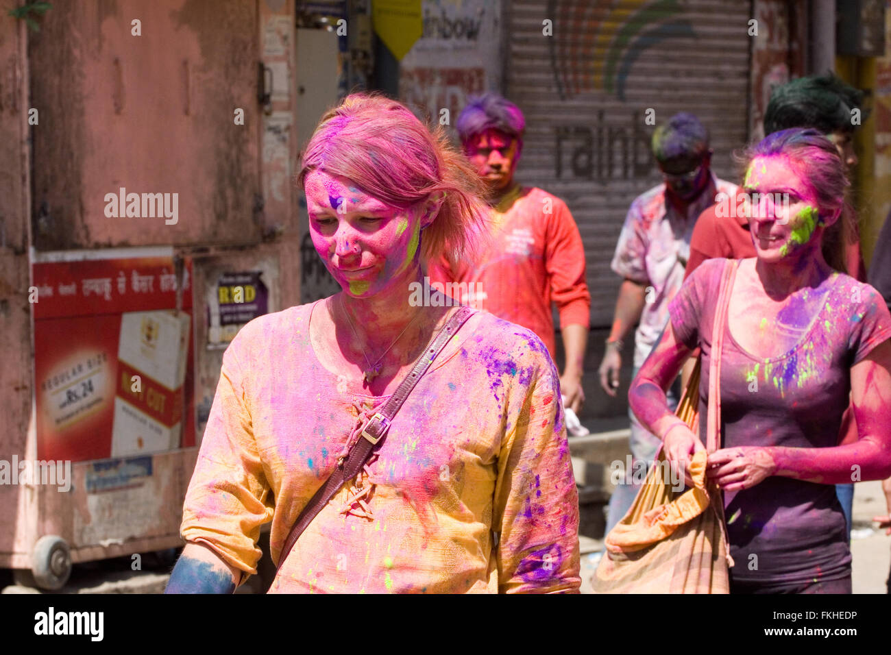 Holi,coloured powder throwing festival,Jaipur,Rajasthan,India,South