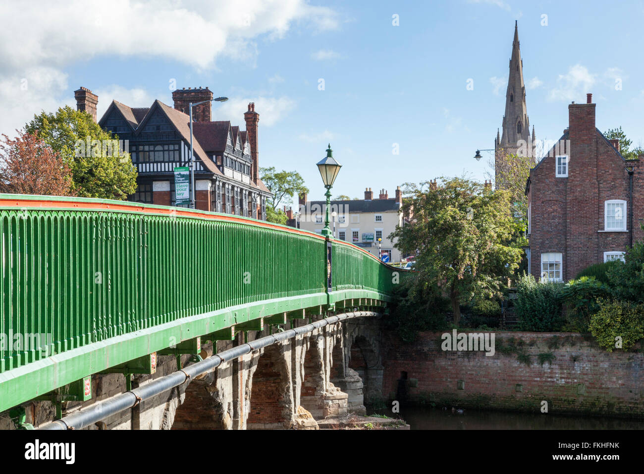 The approach over the River Trent to the town centre of Newark on Trent, Nottinghamshire, England, UK Stock Photo