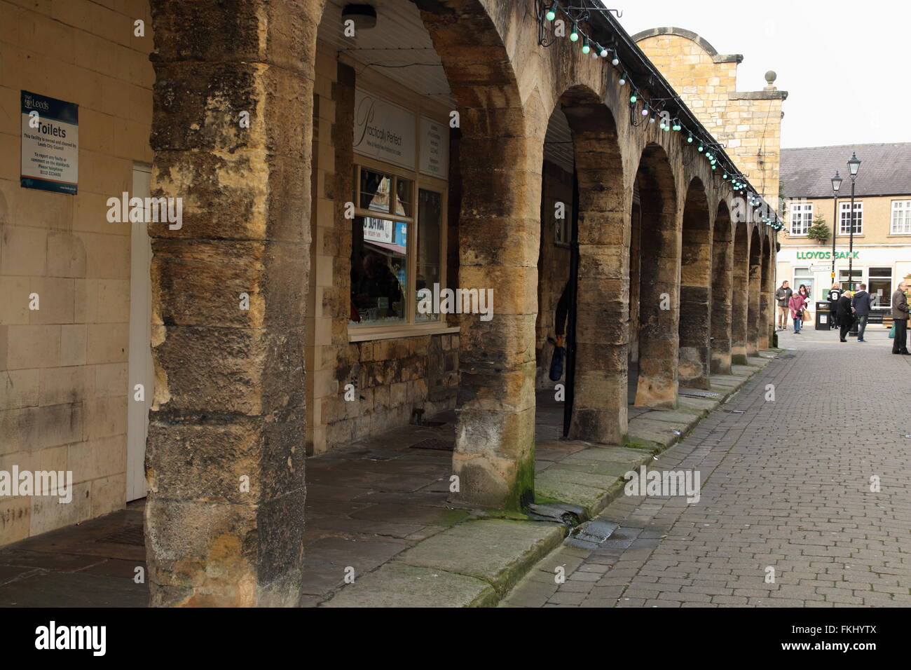 Shops and covered walkway,Wetherby,N.Yorks,UK Stock Photo Alamy