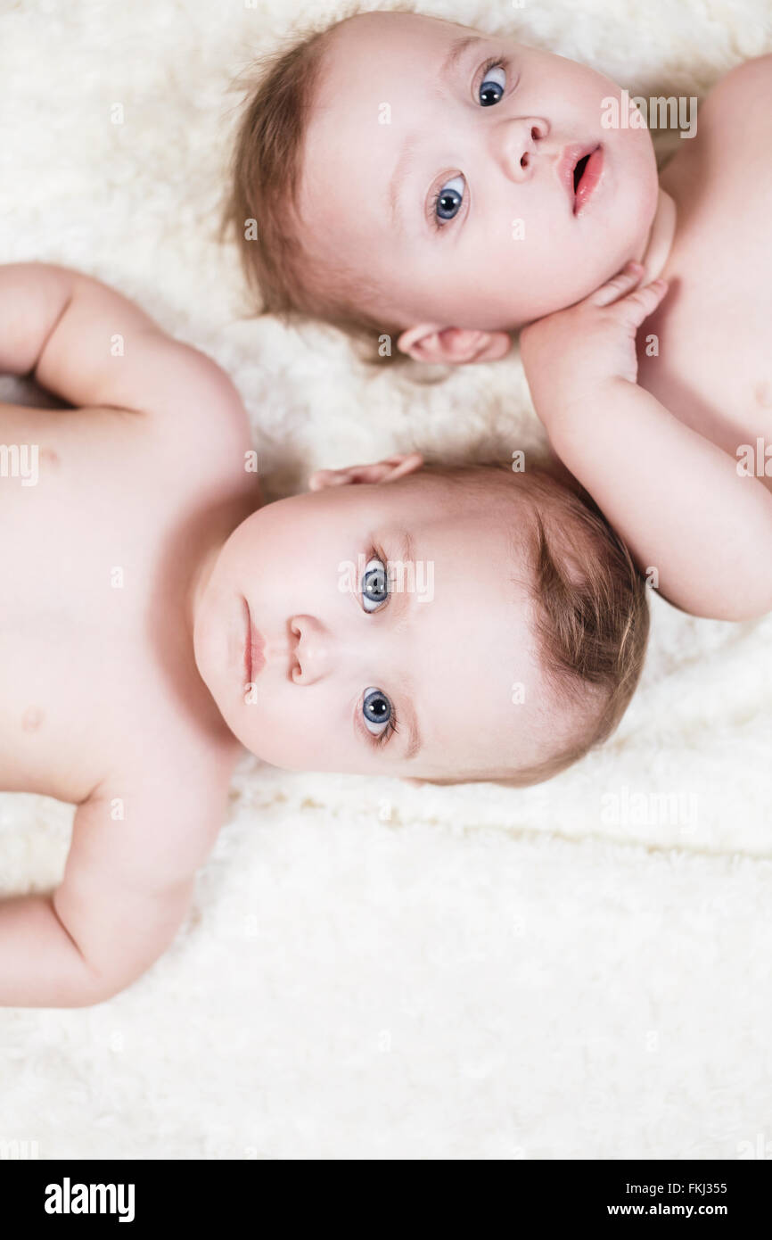 Two beautiful twins baby Stock Photo
