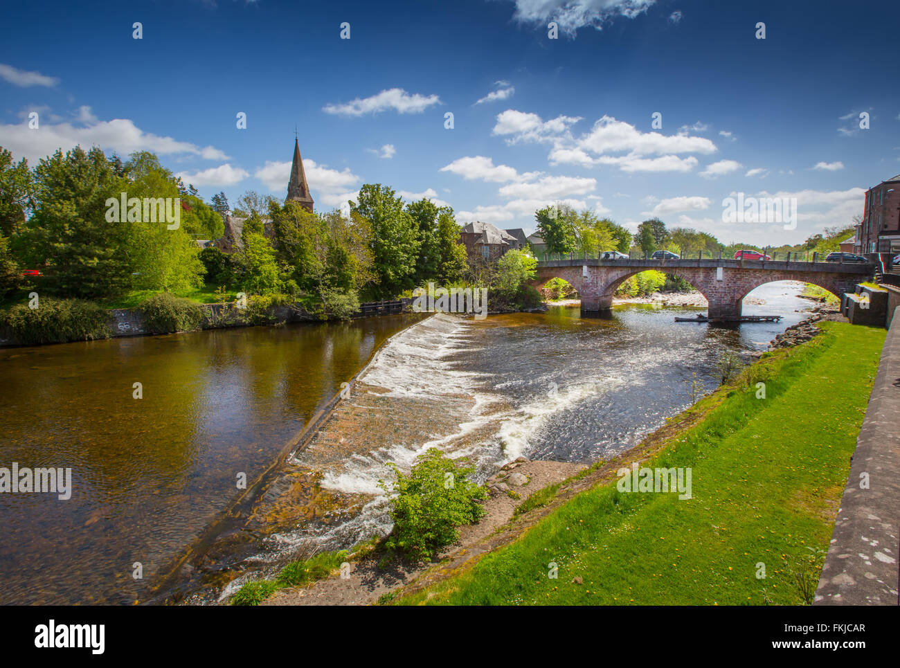 The River Ericht in the centre of the town of Blairgowrie, Perthshire