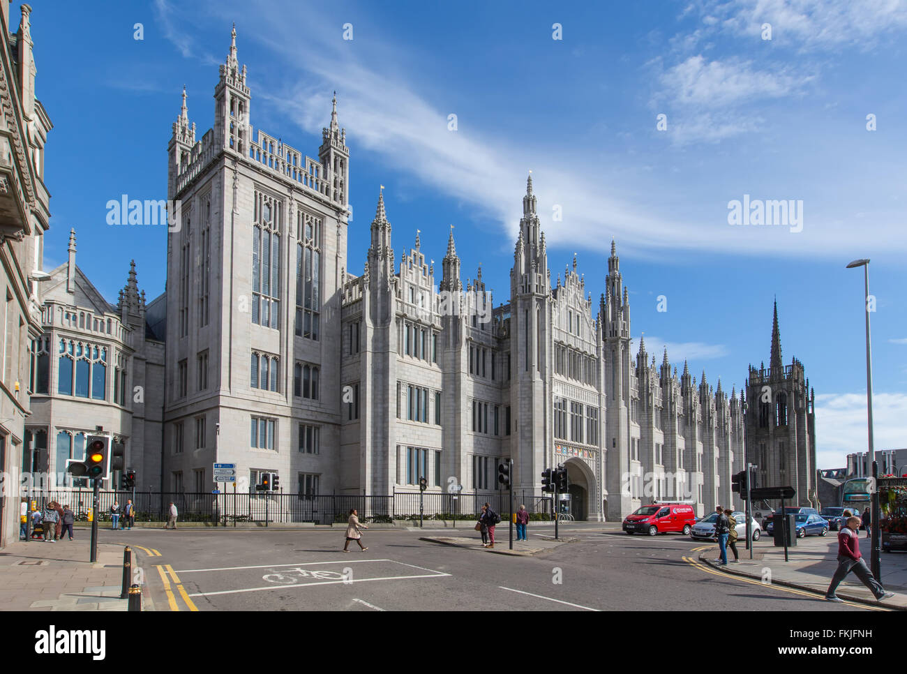 The giant granite building of Marischal College in the city of Aberdeen in Scotland, UK, headquarters on the city council Stock Photo