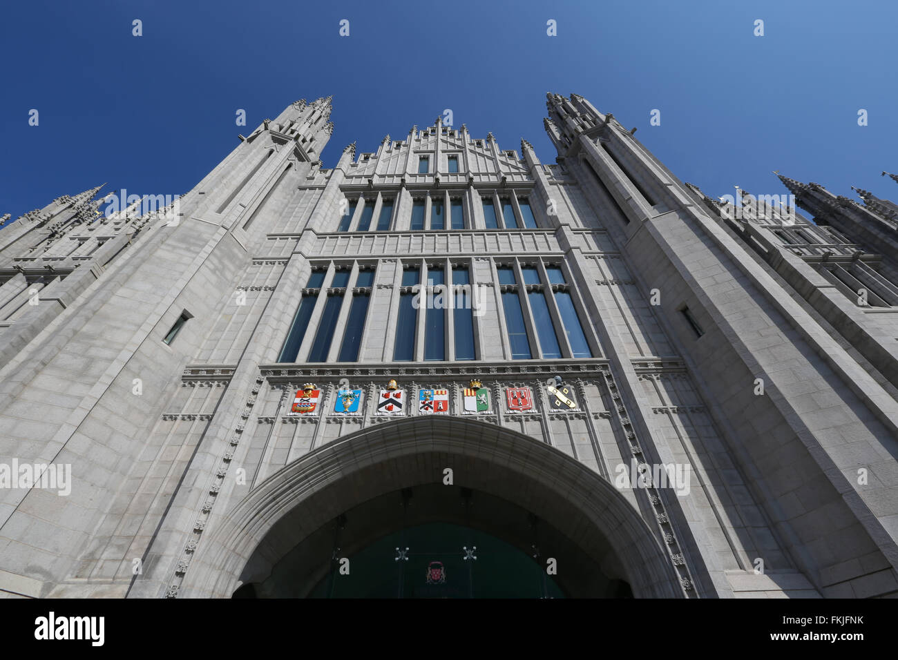 The giant granite building of Marischal College in the city of Aberdeen in Scotland, UK, headquarters on the city council Stock Photo