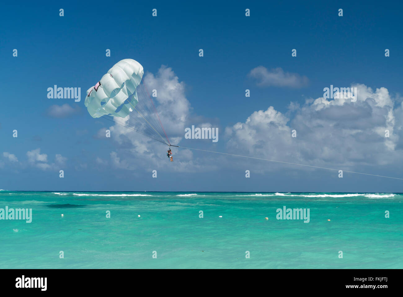 Parasailing  at  Playa Bavaro, Punta Cana,  Dominican Republic, Carribean, America, Stock Photo