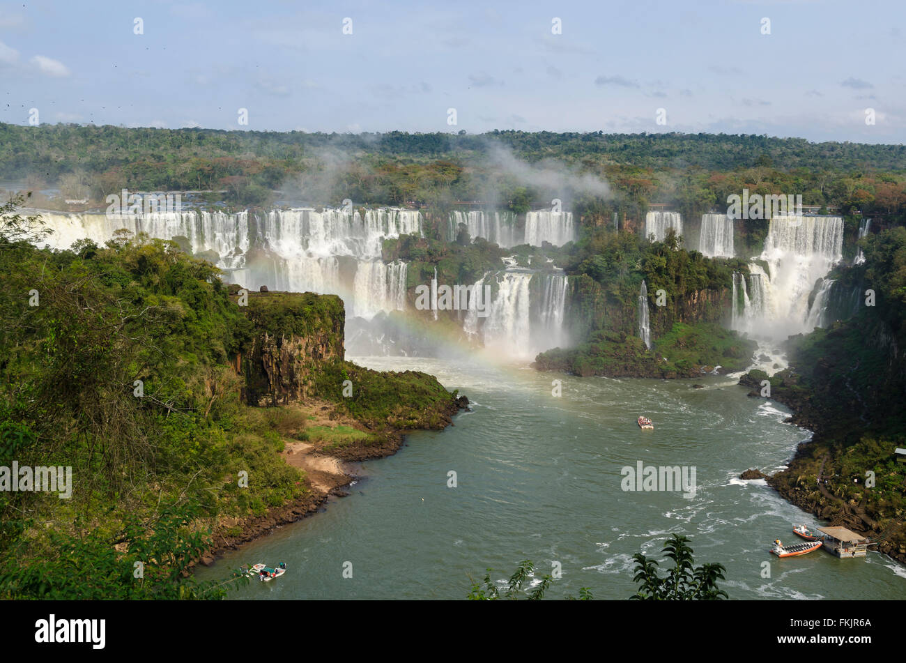 waterfall Iguacu Falls in Brazil and Argentina Stock Photo