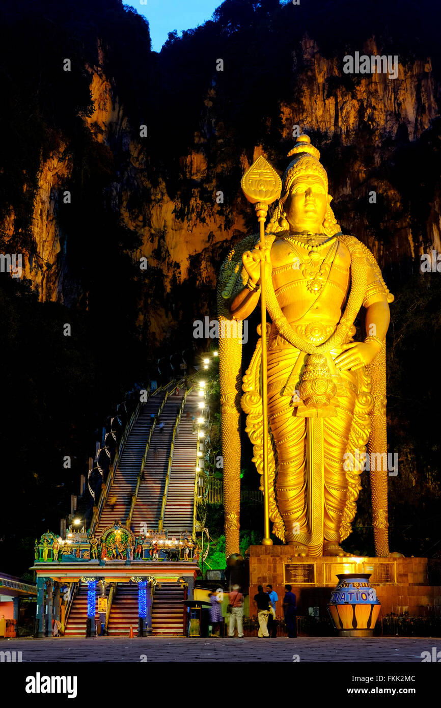 Entrance to Batu Caves with the Morugan statue, Gombak, Selangor, Malaysia Stock Photo