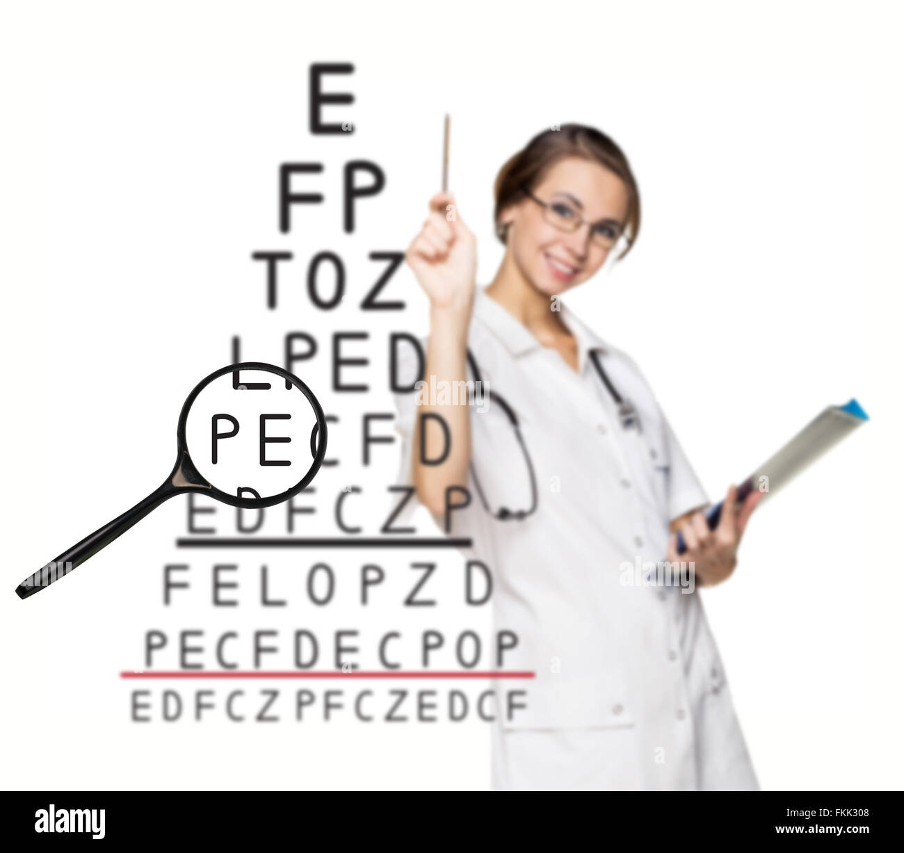 Doctor recording the results an eyesight test Stock Photo