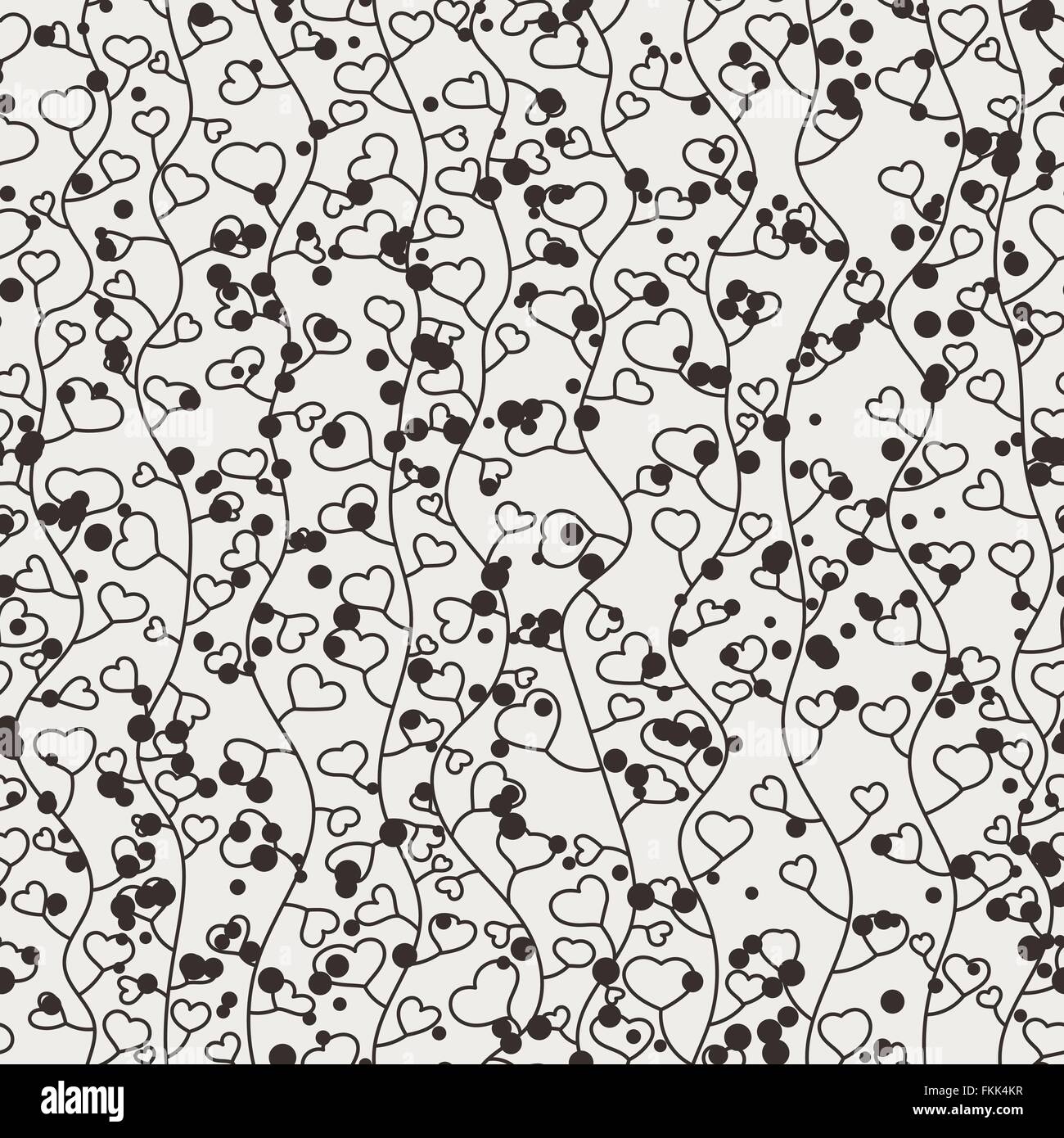 Seamless vector floral pattern of curved vines with hearts Stock Vector ...
