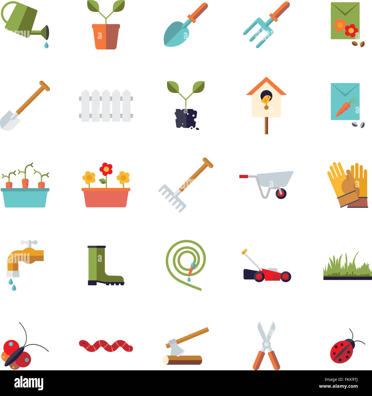 Collection of isolated flat design gardening vector icons Stock Vector ...