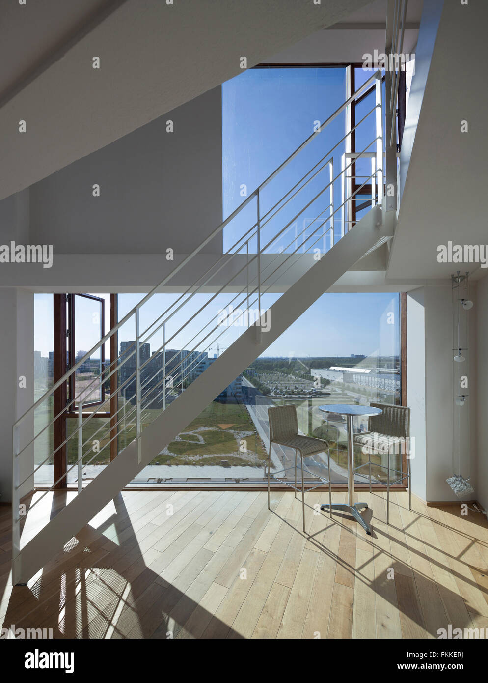 An interior view of a modern home in a block in the VM apartment blocks in Copenhagen in Denmark. Stock Photo