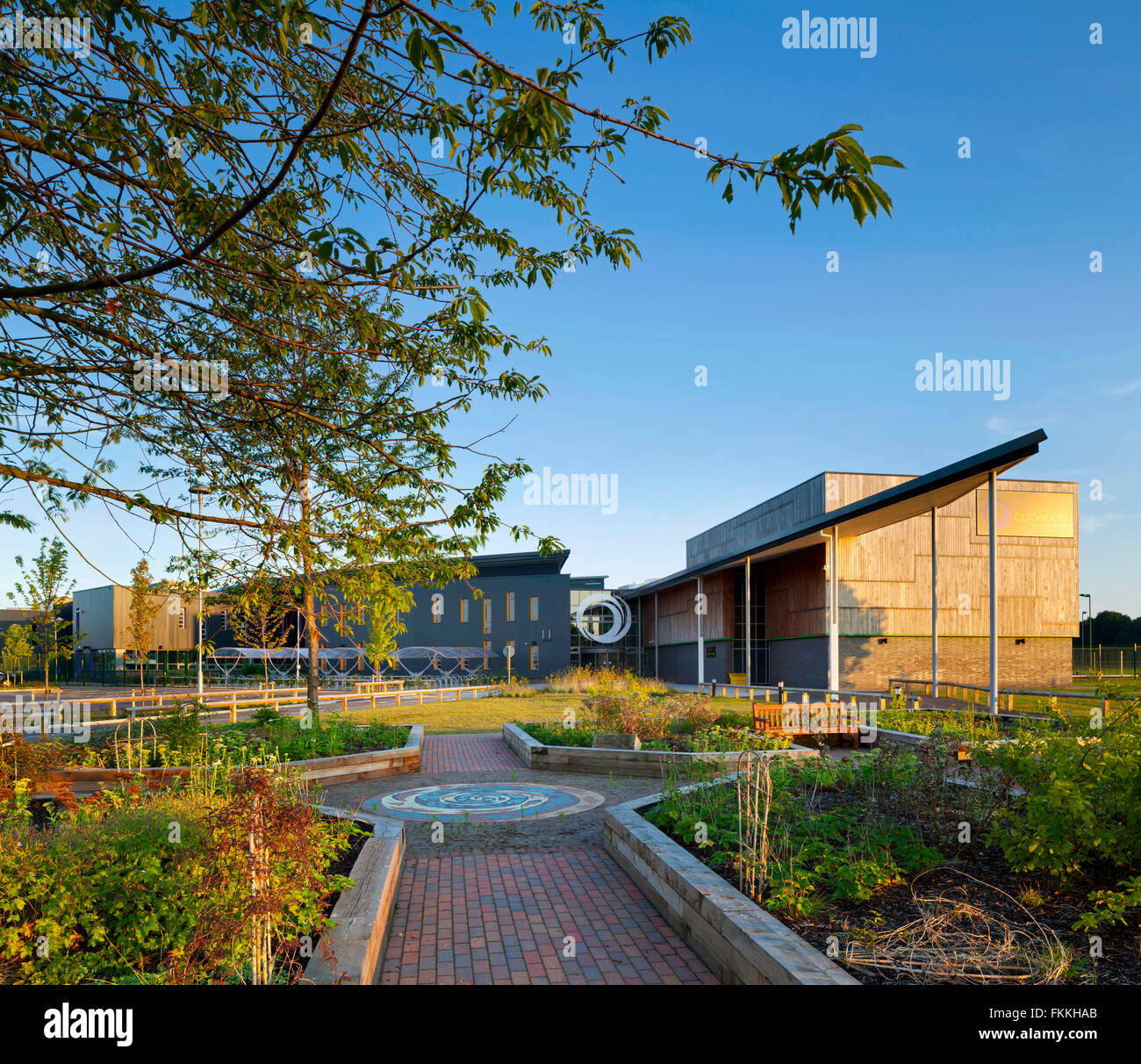 An exterior view of Oakfield Community College, a modern building in Middlesbrough. A campus for learning. Stock Photo