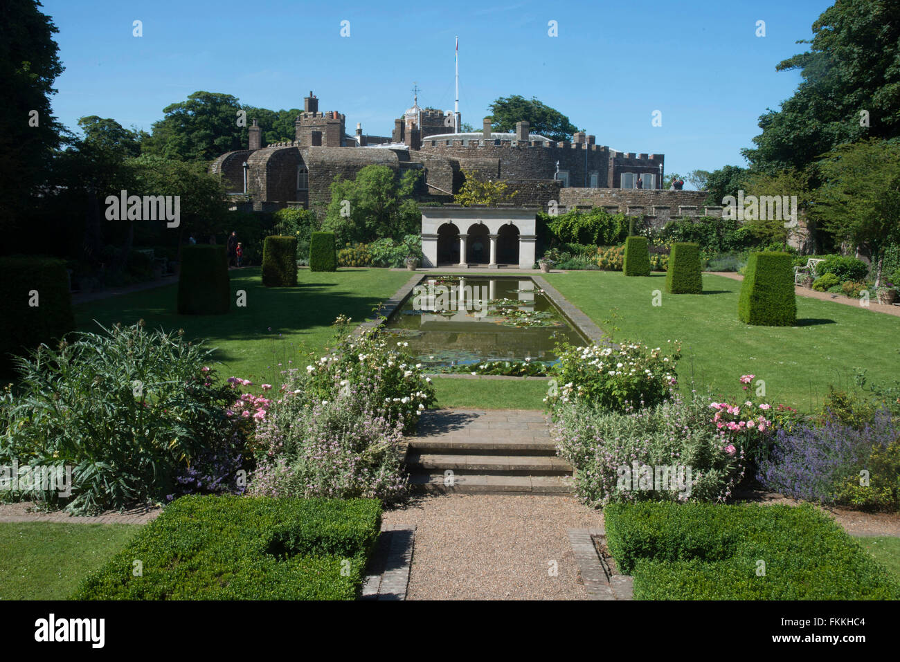 A view of Walmer Castle and Gardens, a sunny day at the costal ...