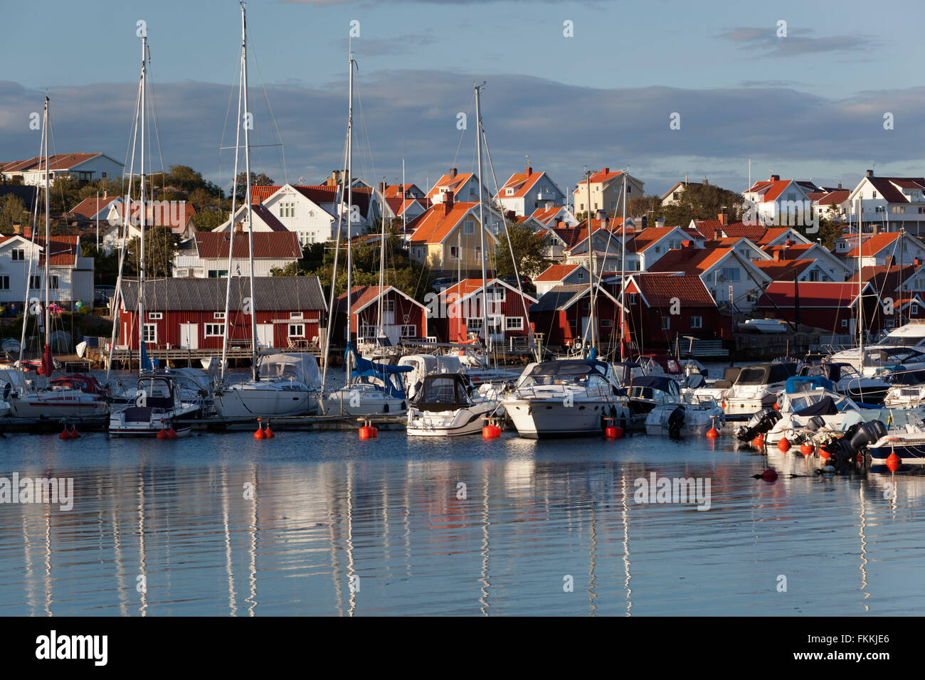 View over fishing village and harbour, Hovenäset, Bohuslän Coast, Southwest Sweden, Sweden, Scandinavia, Europe Stock Photo
