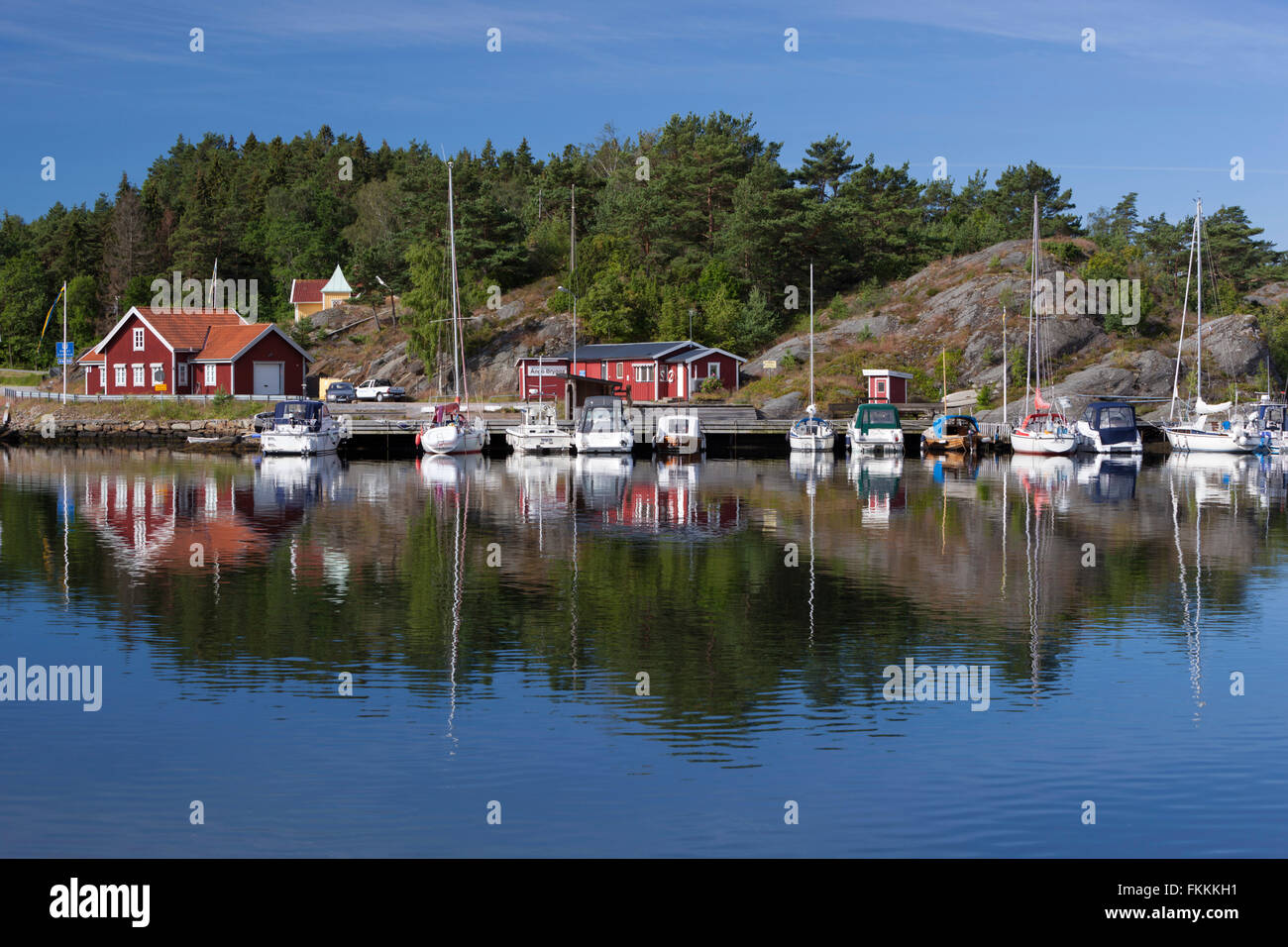 View of village, Ängön, Flatön island, Orust Kommun, Bohuslän Coast, Southwest Sweden, Sweden, Scandinavia, Europe Stock Photo