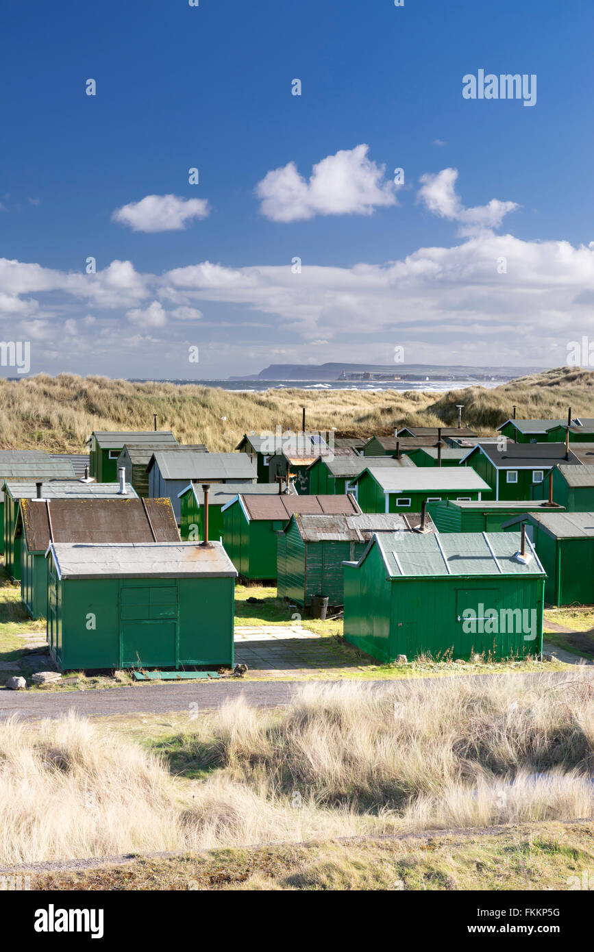 Fishermans Association Huts, South Gare, Redcar and Cleveland, February 2016 Stock Photo