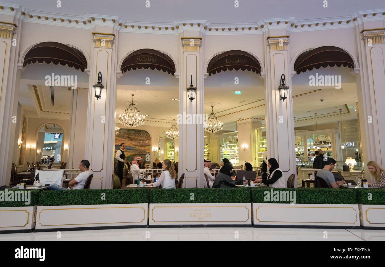 Upmarket Angelina Cafe in Dubai Mall United Arab Emirates Stock Photo -  Alamy