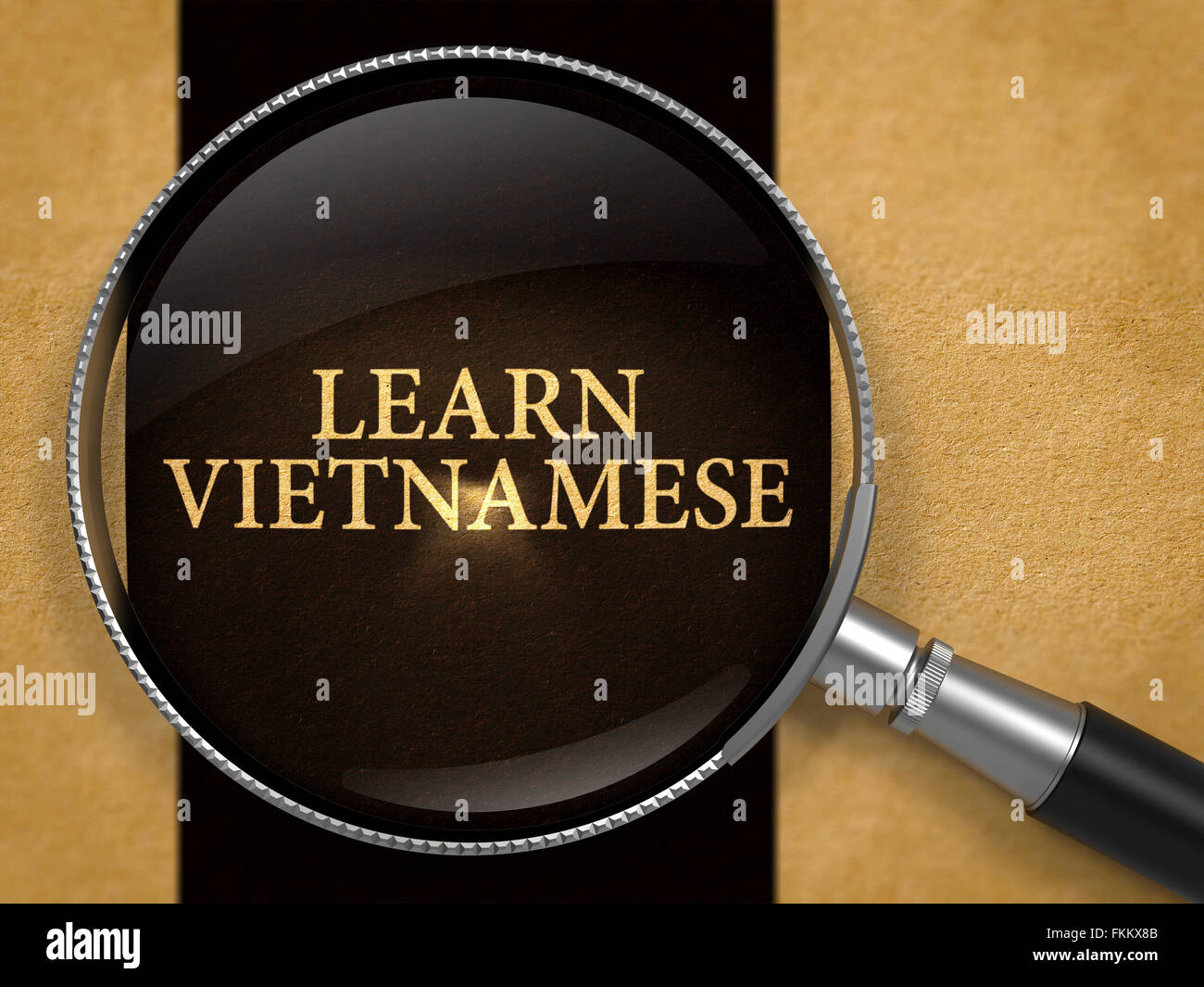 Learn Vietnamese through Magnifying Glass. Stock Photo