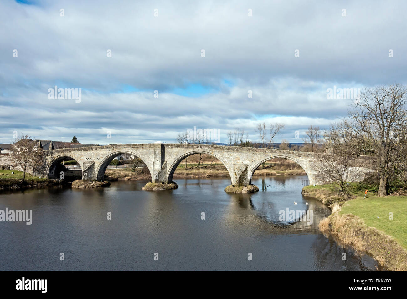 Stirling Old Bridge crossing the River Forth at Stirling in Scotland Stock Photo