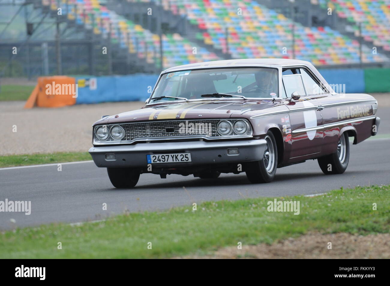 Ford Galaxie 500, braking on the Magny-Cours circuit, during the Classic days Stock Photo