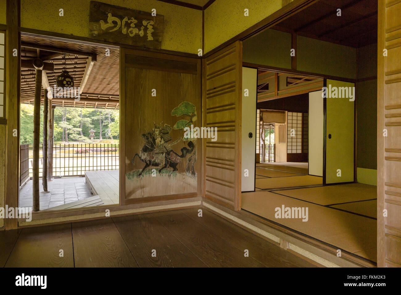 Tea-house, Yoshiki-en garden, Nara, Nara Prefecture, Kansai region of Japan Stock Photo