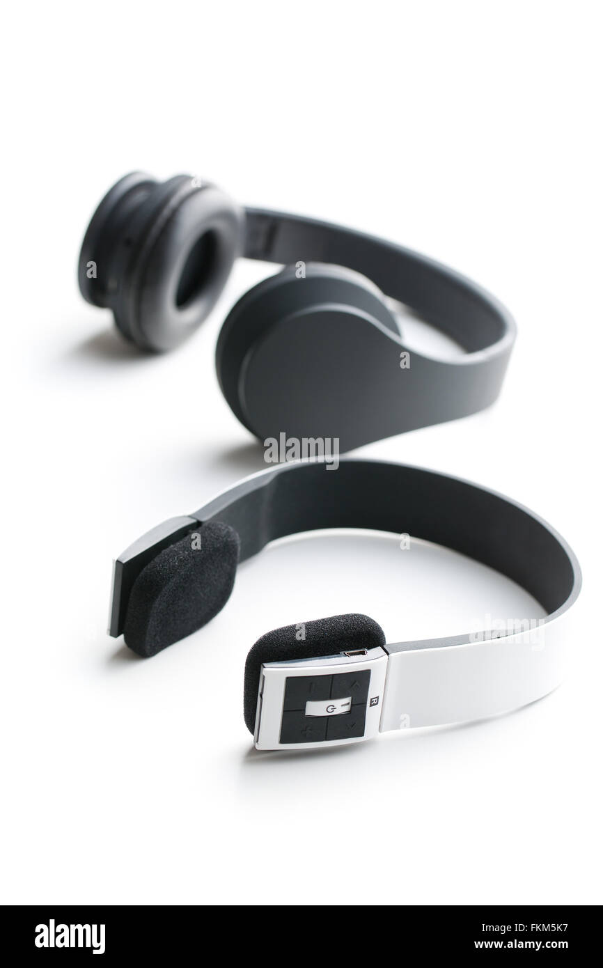 wireless headphones on white background Stock Photo - Alamy