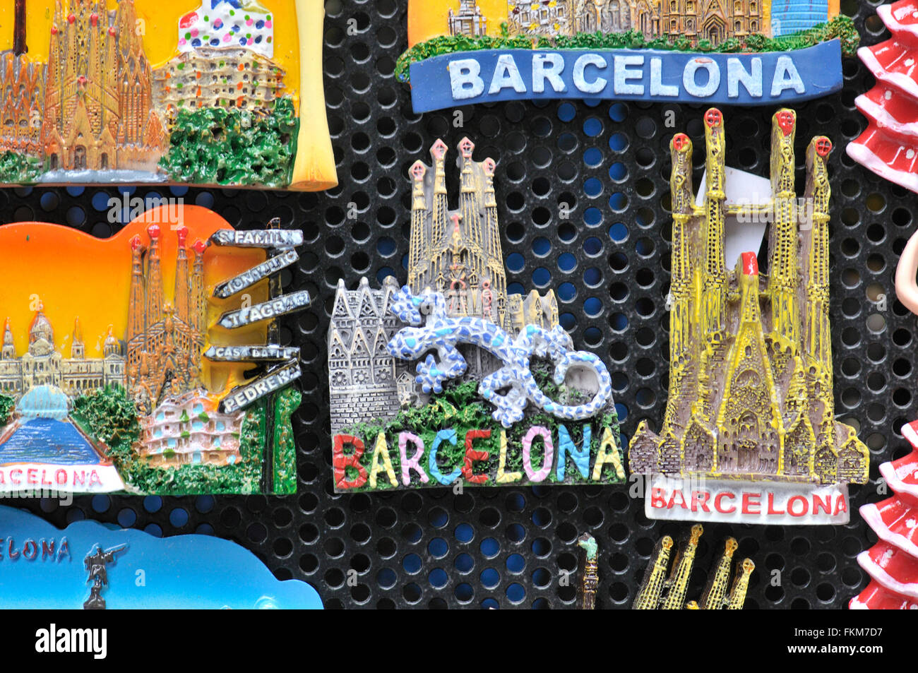 Souvenirs fridge magnets, Barcelona, Catalonia, Spain Stock Photo - Alamy