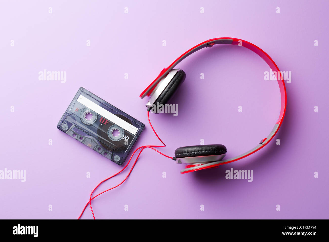 the cassette tape and headphones Stock Photo Alamy