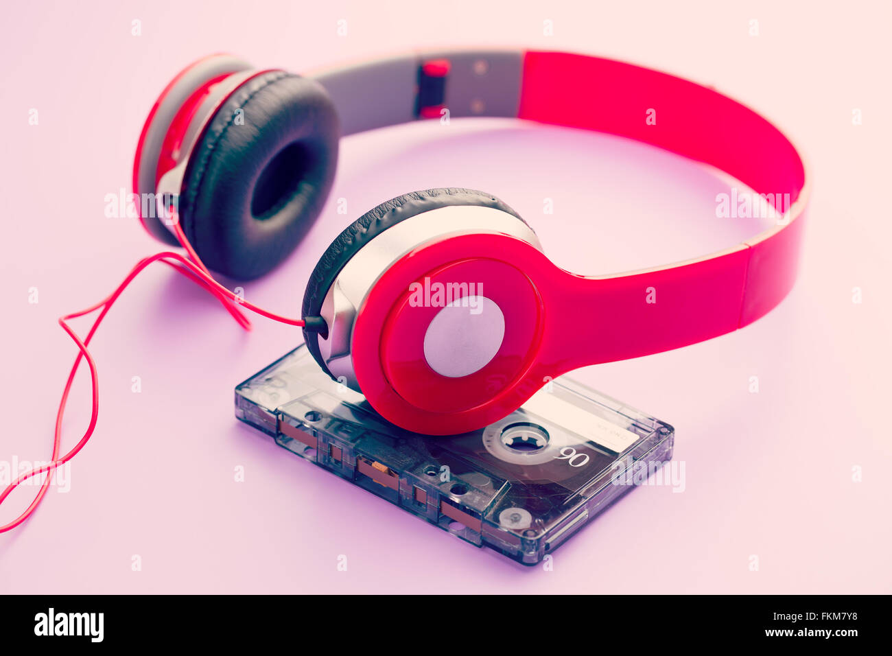 the cassette tape and headphones Stock Photo Alamy