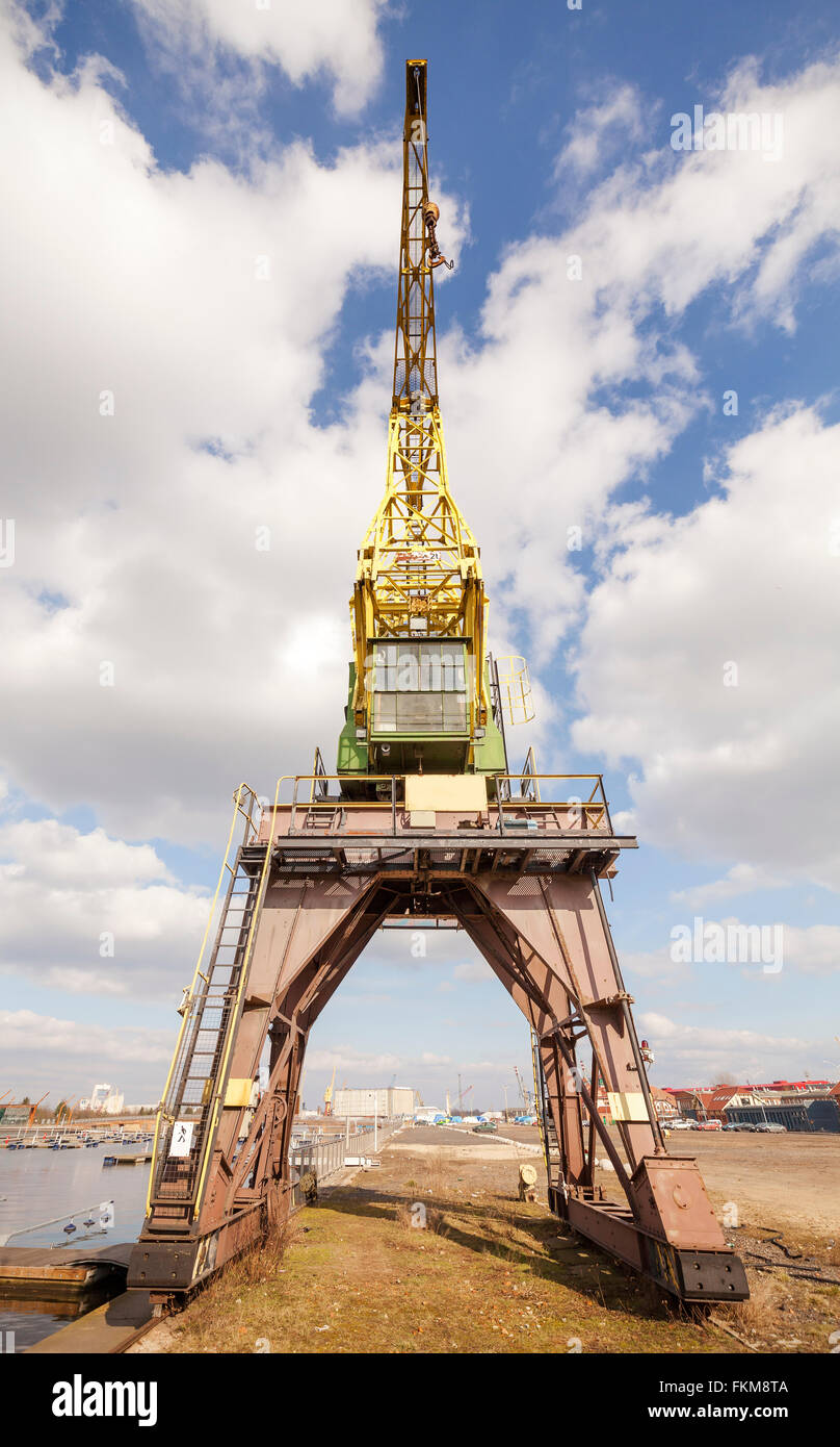 Picture of an old rusty port crane. Stock Photo