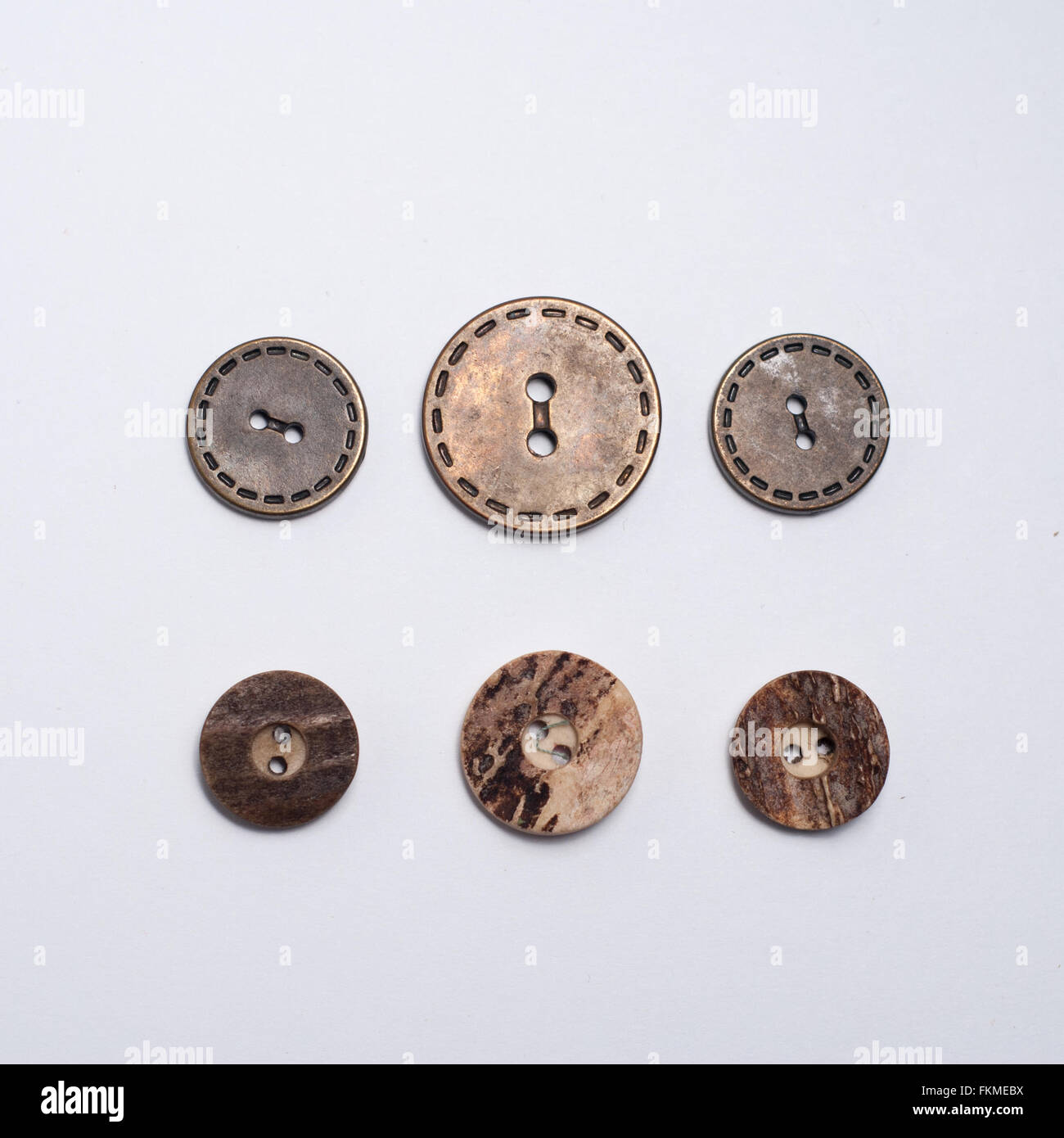 set of various buttons for clothes on a white background Stock Photo