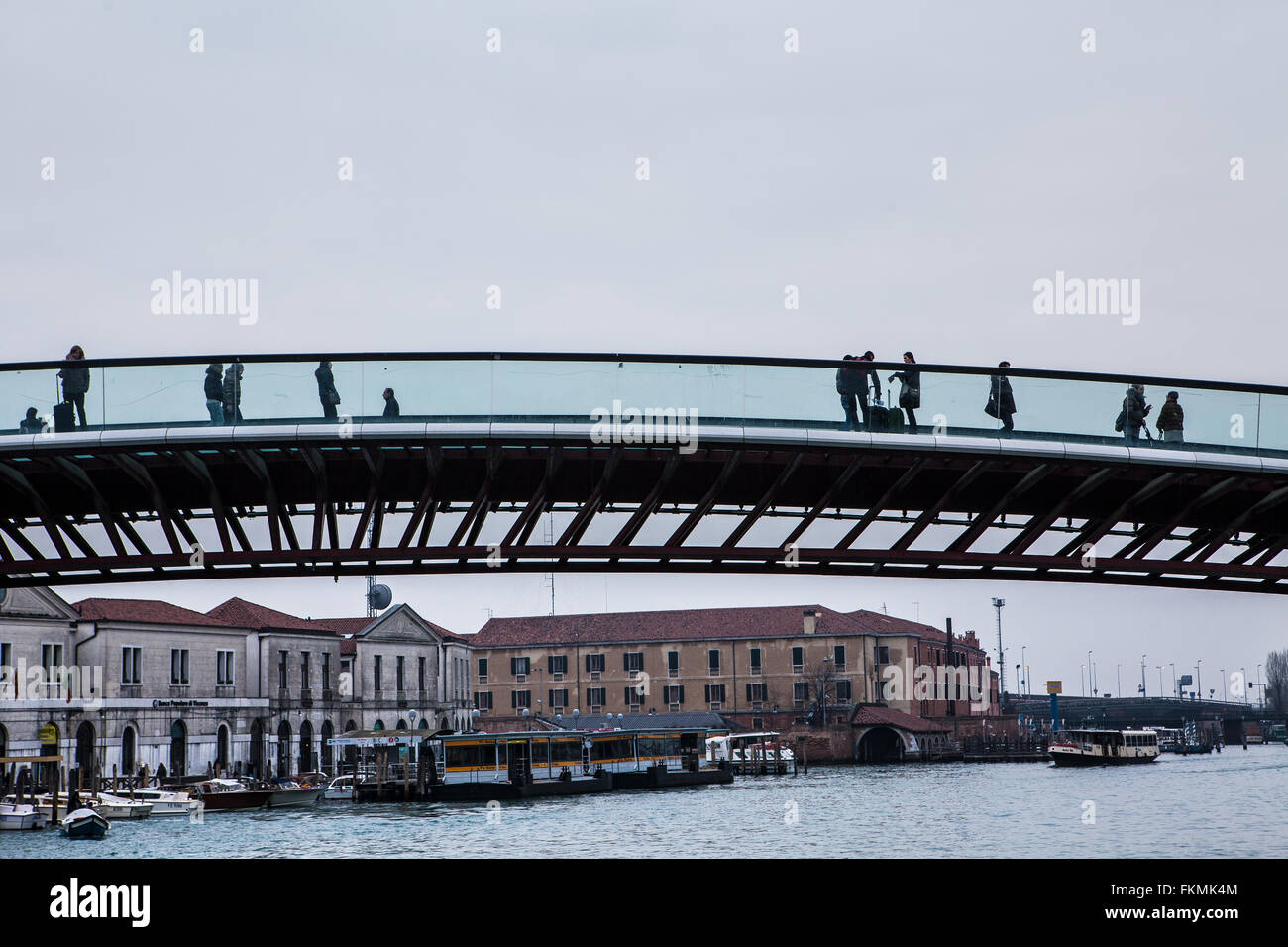 Venice, Italy, Constitution Bridge, by famous Spanish architect Santiago Calatrava. Stock Photo