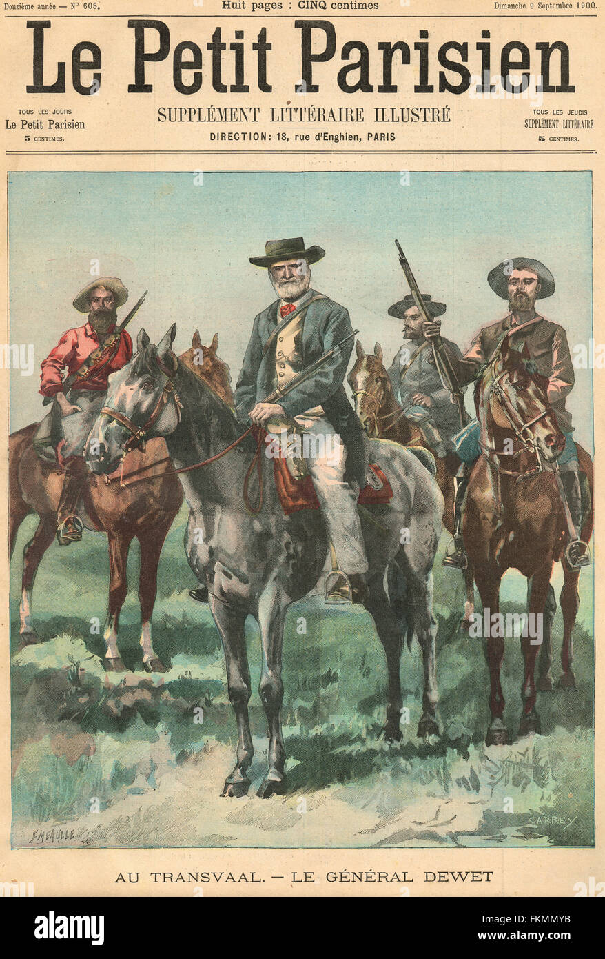 General de Wet Second Boer War Front Page Cover 1900 Le Petit Parisien Stock Photo