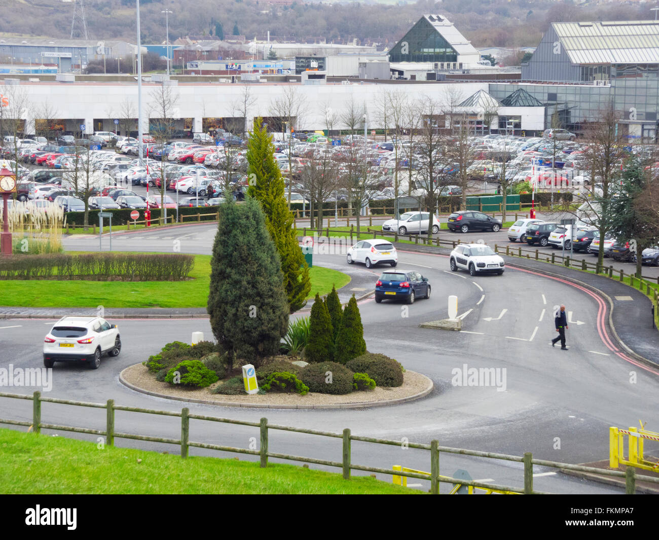 Traffic Island at Merry Hill Shopping Centre, Brierley Hill, Dudley, West Midlands, England, UK Stock Photo