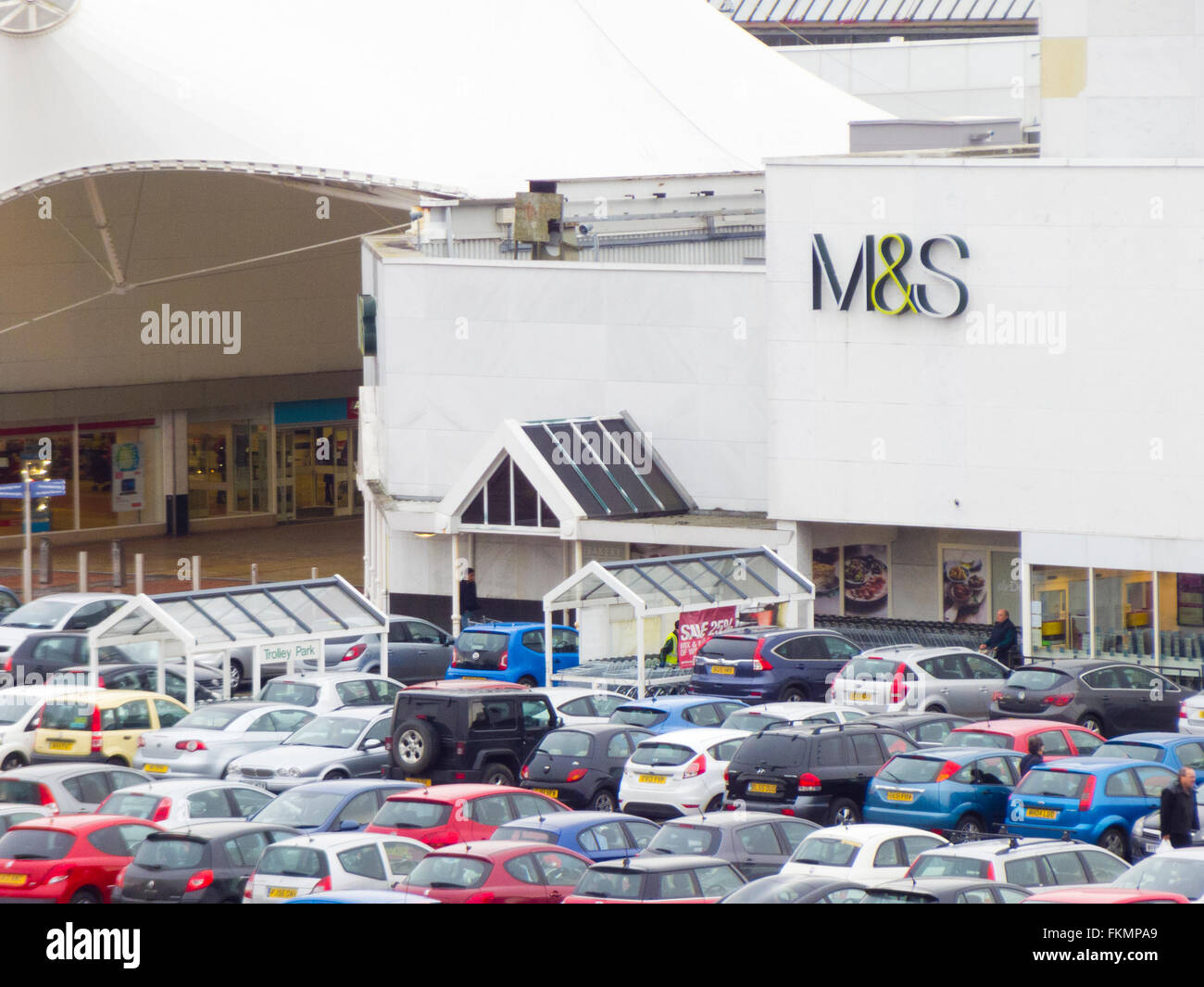 Marks and Spencers ( M&S ) Store With Parking, Merry Hill Shopping Centre, Brierley Hill, Dudley, West Midlands, England, UK Stock Photo